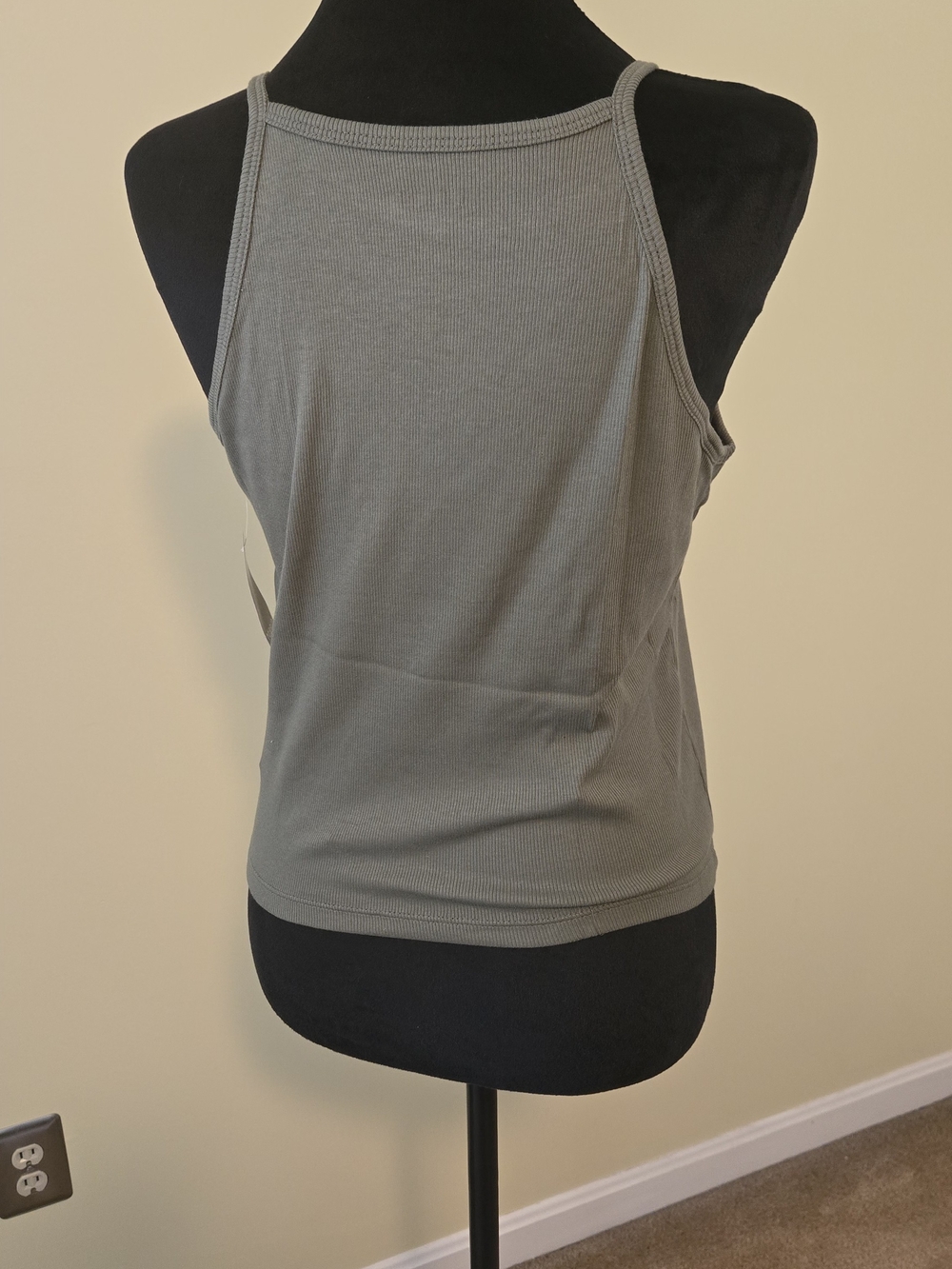 torrid Olive Green Ribbed High Neck Tank with White Sun Graphic - Picture 3 of 3